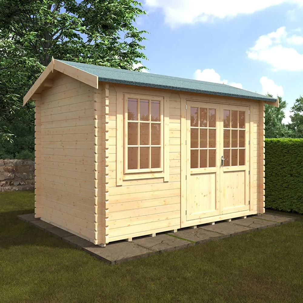 Buttercup Farm 12x8w The Henley Plus 44mm Cabin - L355 x W235 x H262.3 cm in Natural 2