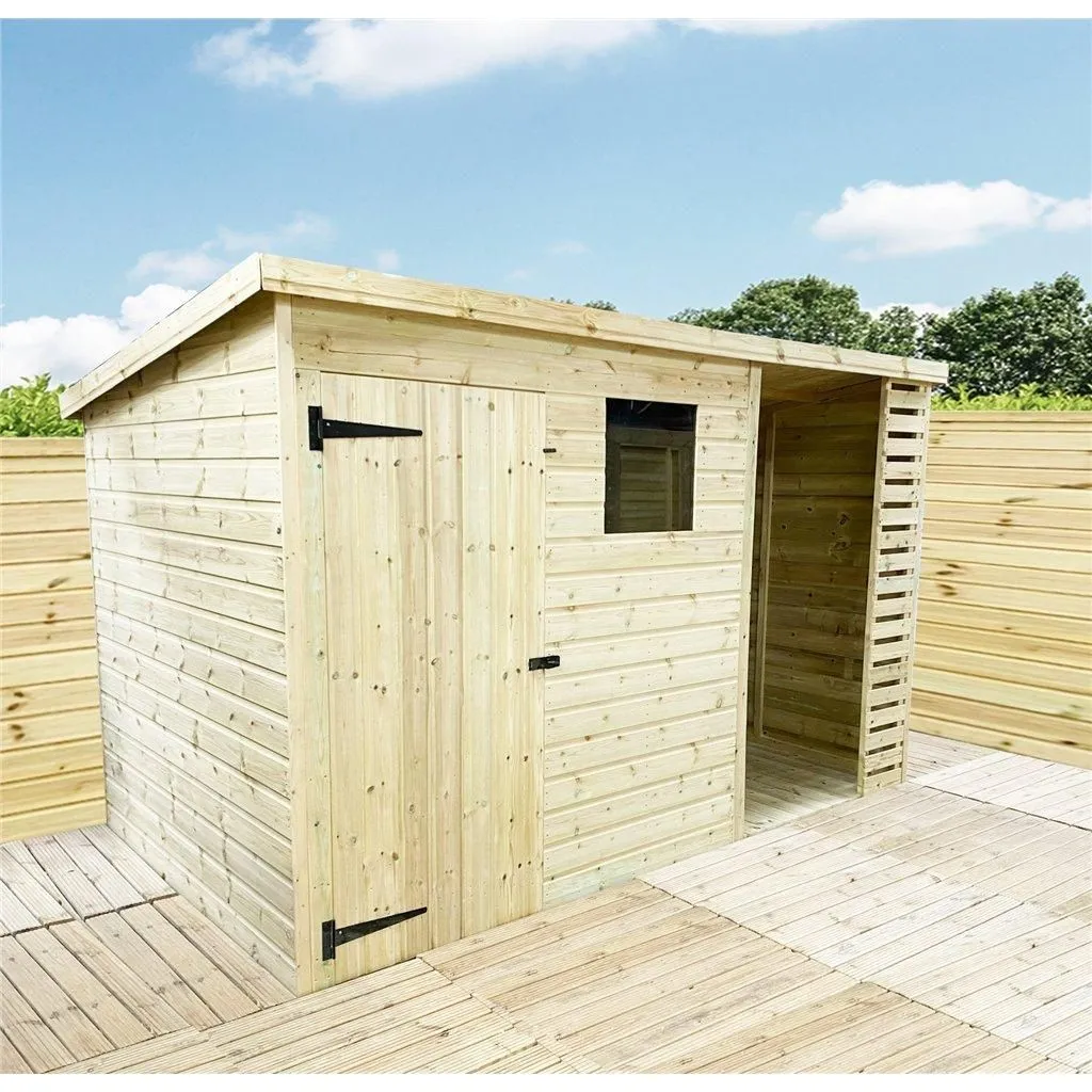 Marlborough 12 x 8 Pressure Treated Pent Shed With Storage Area in Natural 3