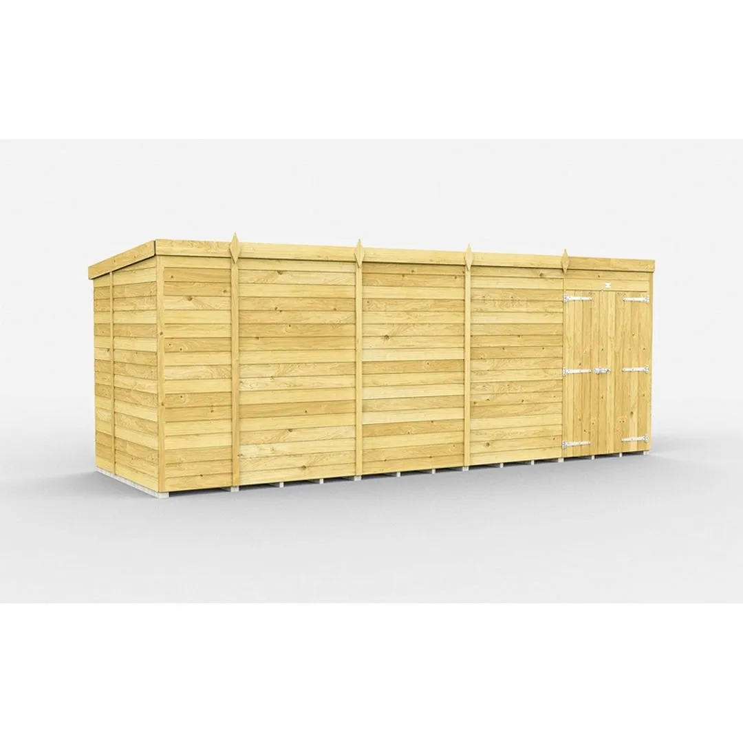 Buttercup Farm 17 x 6 Feet Pent Shed - Double Door W/O Window - L178 x W492 x H201 cm in Brown