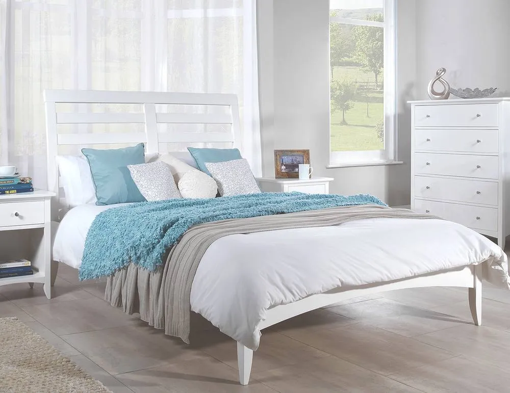 Statement Furniture Edward Hopper White Double Bed Frame 4ft6 with Slatted Headboard 3