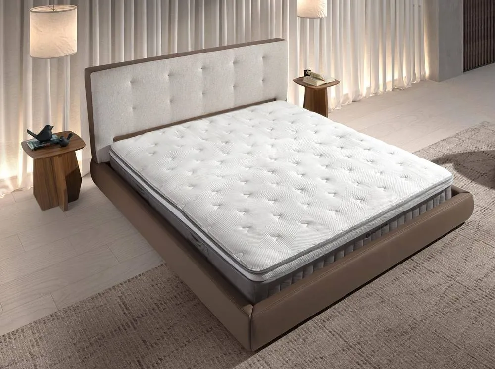 Angel Cerda Double Bed 180x200 cm Off-white Fabric Headboard 6