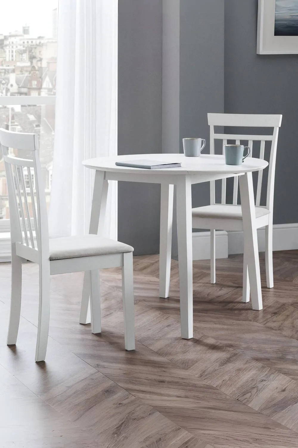 Julian Bowen Coast Round 2-4 Seater Drop Leaf Dining Table in White 2