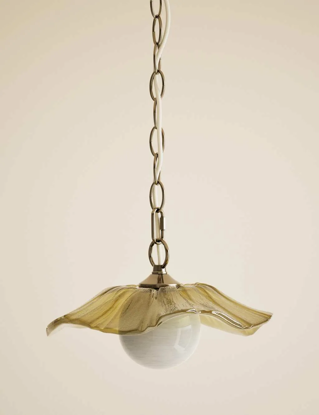 M&S Ombre Glass Flower Pendant Light Antique Brass