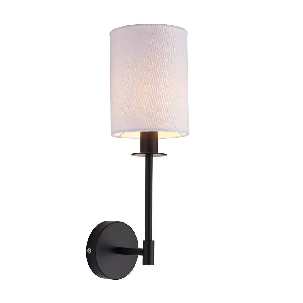 Netlighting Sancerre Wall Lamp with Shade Matt Black Vintage White Fabric 1x E14