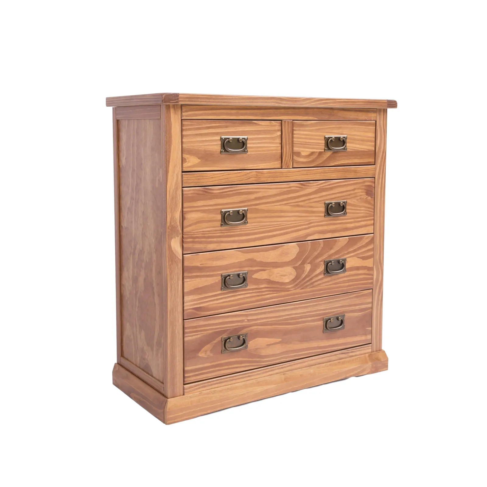 Cabinet Bits Tirolo 5 Drawer Chest of Drawers Bras Drop Handle in Brown 2