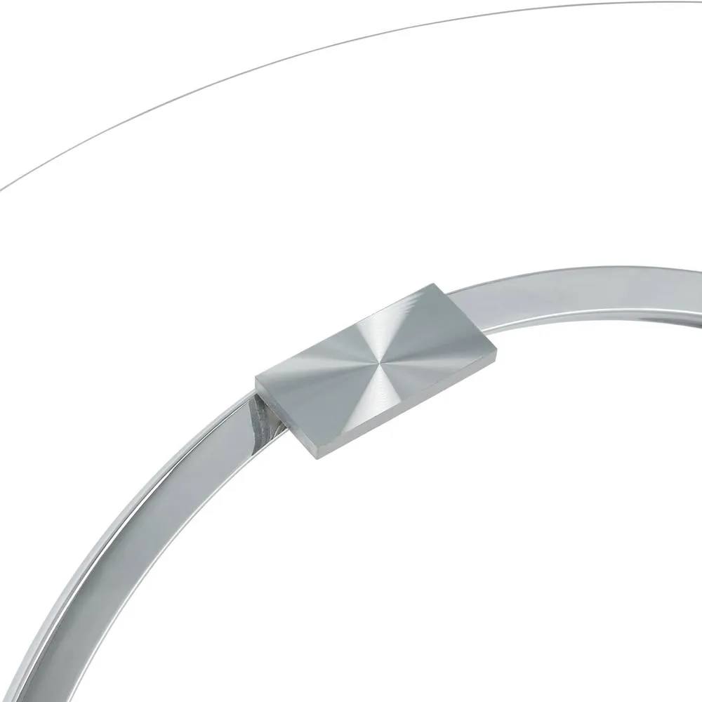Comfy Living Ltd Round Abstract Tempered Glass Coffee Table Chrome Effect in Silver 6