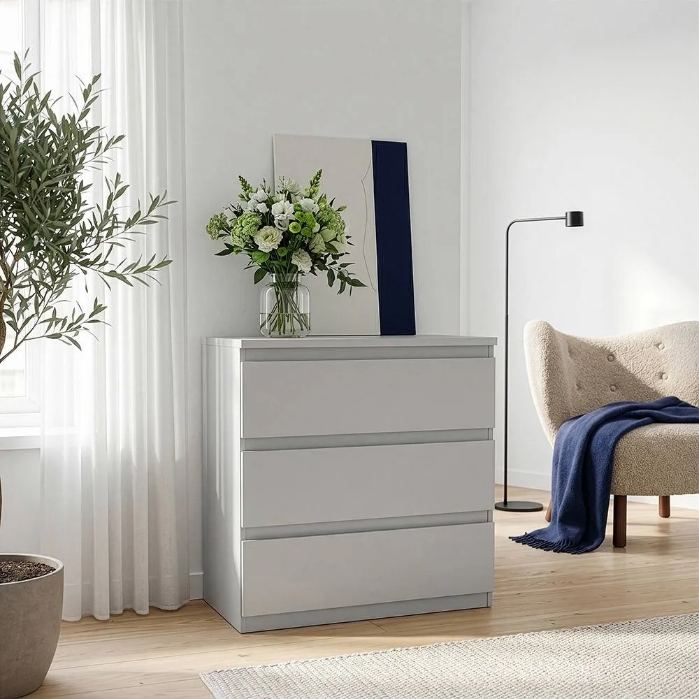 Furniture To Go Edmore 3 Drawer Chest in Light Grey