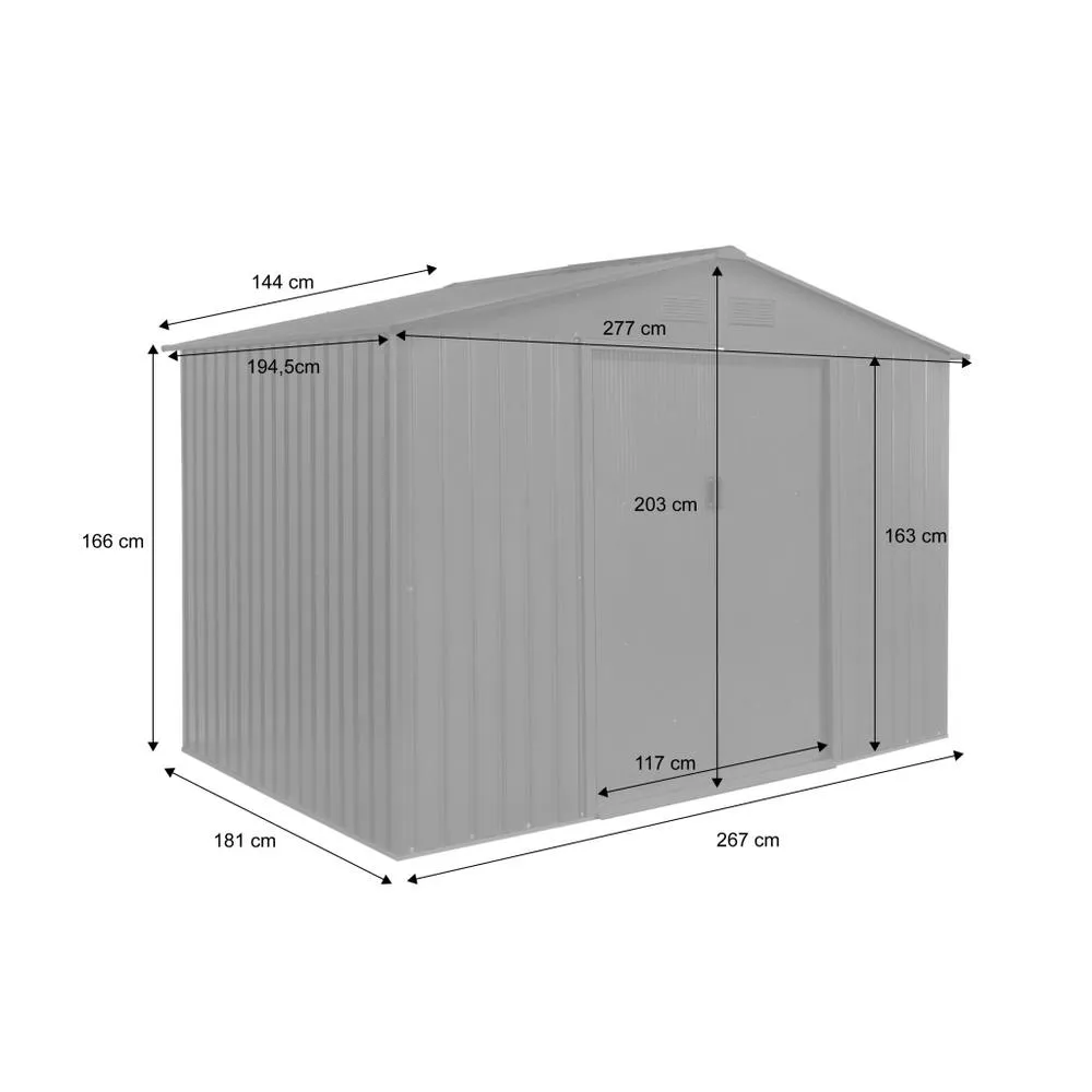sweeek Metal Garden Shed 5.29m² With Anchoring Kit in Dark Grey 5