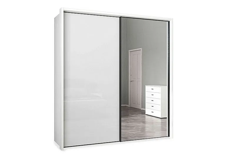 Dallas 210cm 2 Door Sliding Glass Wardrobe with Mirror Door
