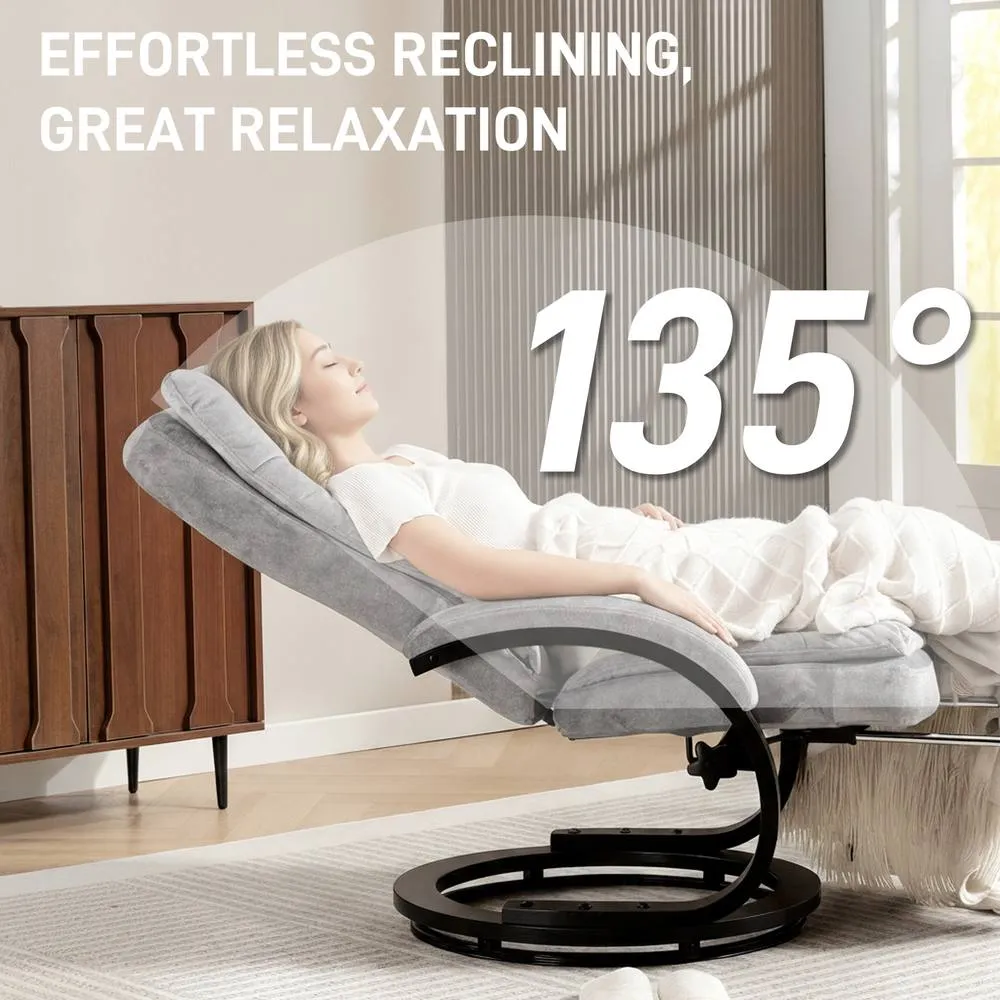 HOMCOM Manual Recliner Armchair with Footrest, Wooden Base, Grey 4