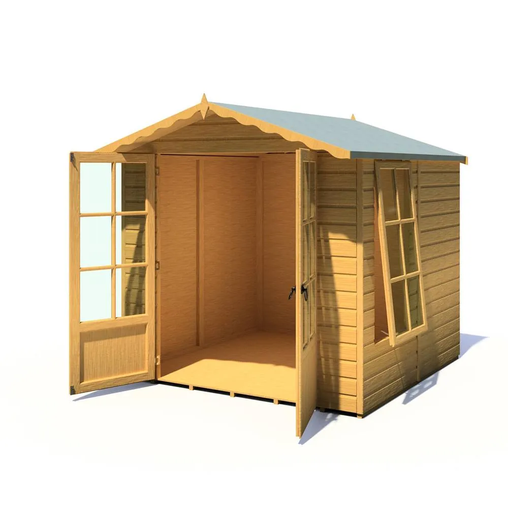 Shires Buckingham Shiplap Summerhouse Garden Sun Room Approx 7 x 7 Feet in Brown 5