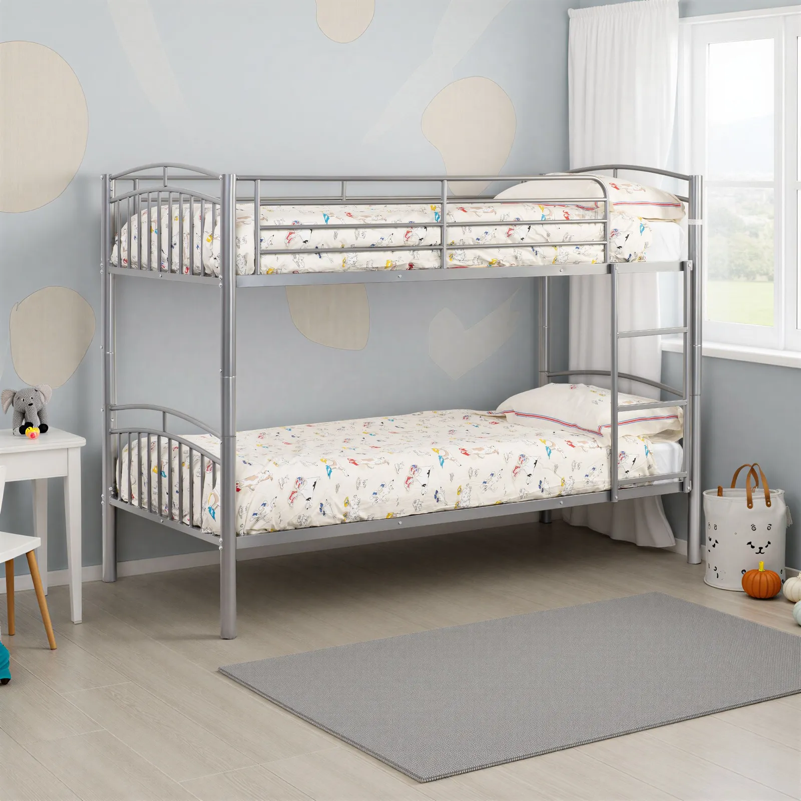 Seconique Ventura 3' Single Bunk Bed in Metallic Silver