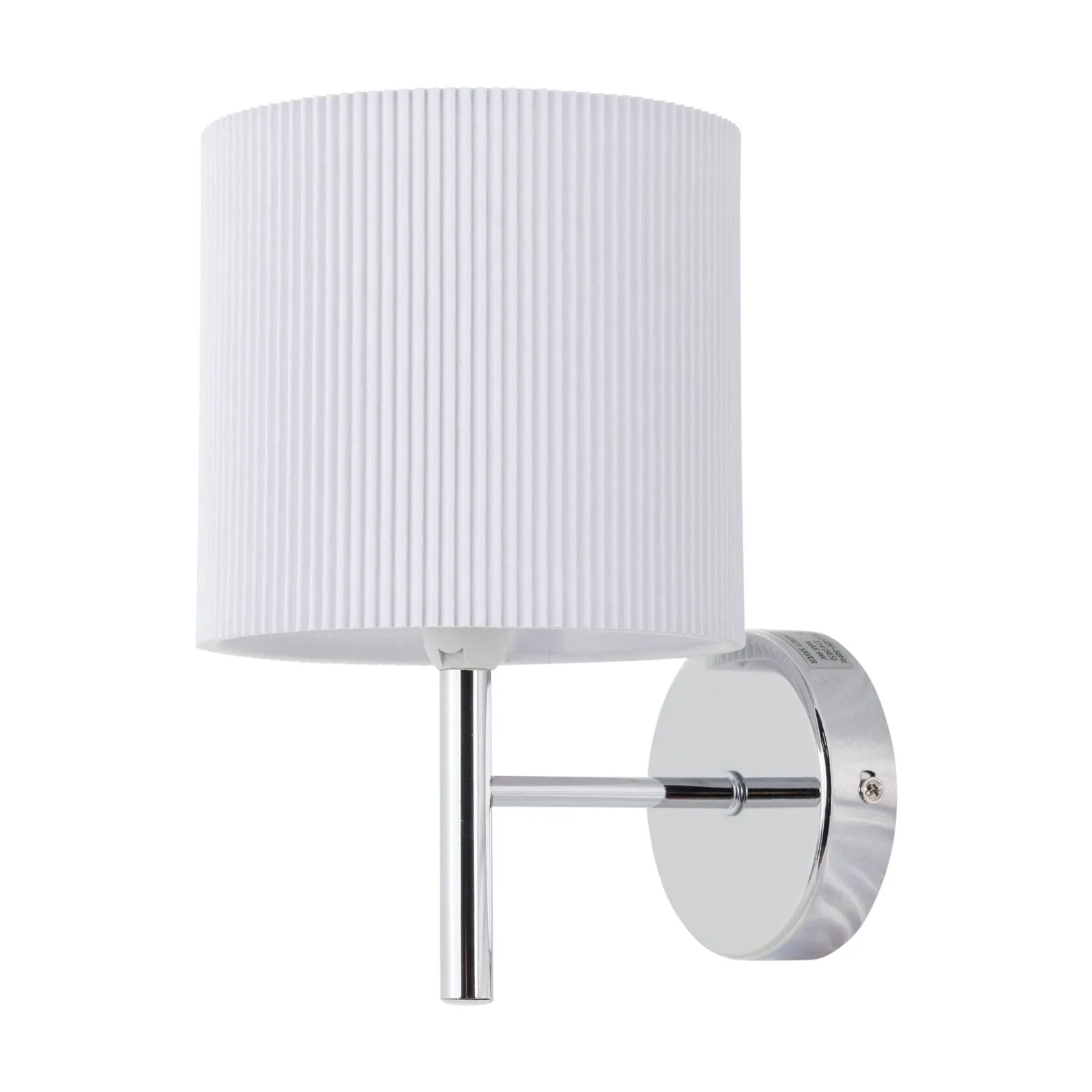 First Choice Lighting Brea - Chrome Wall Light with White Pleated Shade in Silver