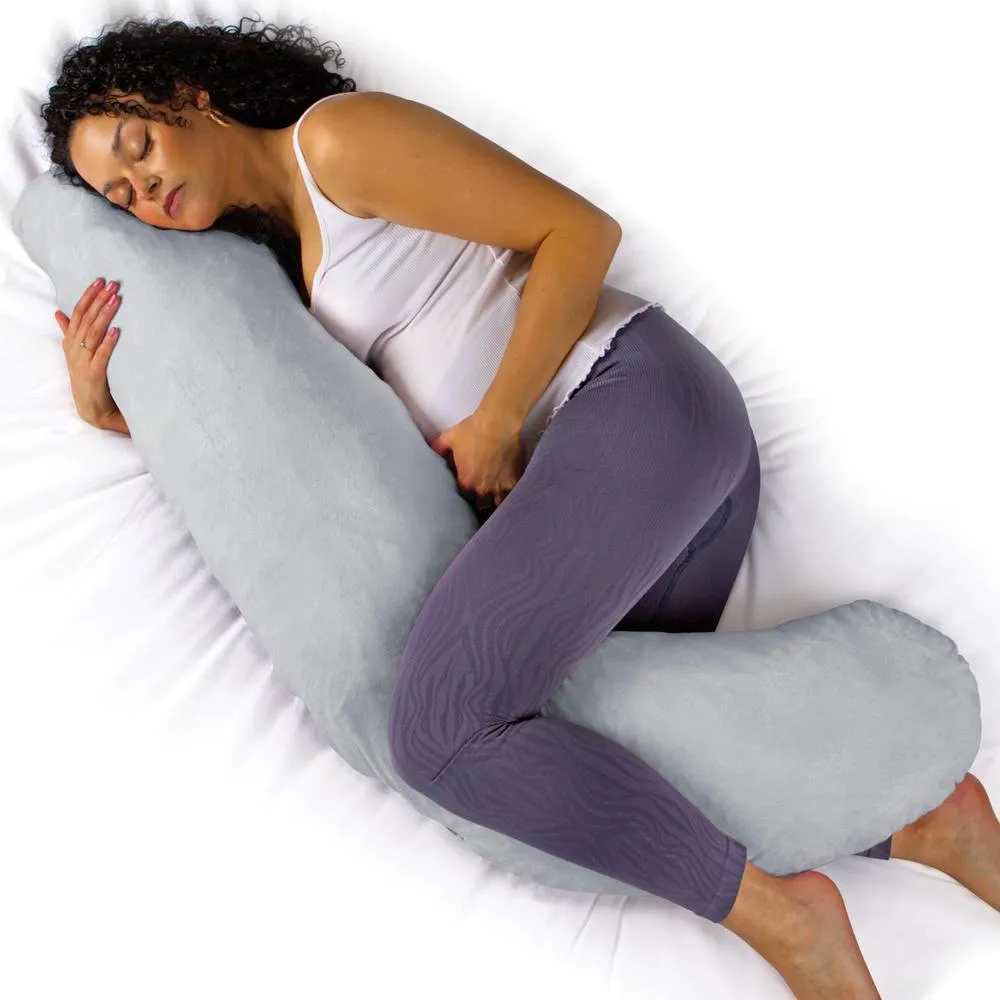 Aamira Light Grey Pregnancy Maternity Pillow, 145x25x25cm L Shape Memory Foam