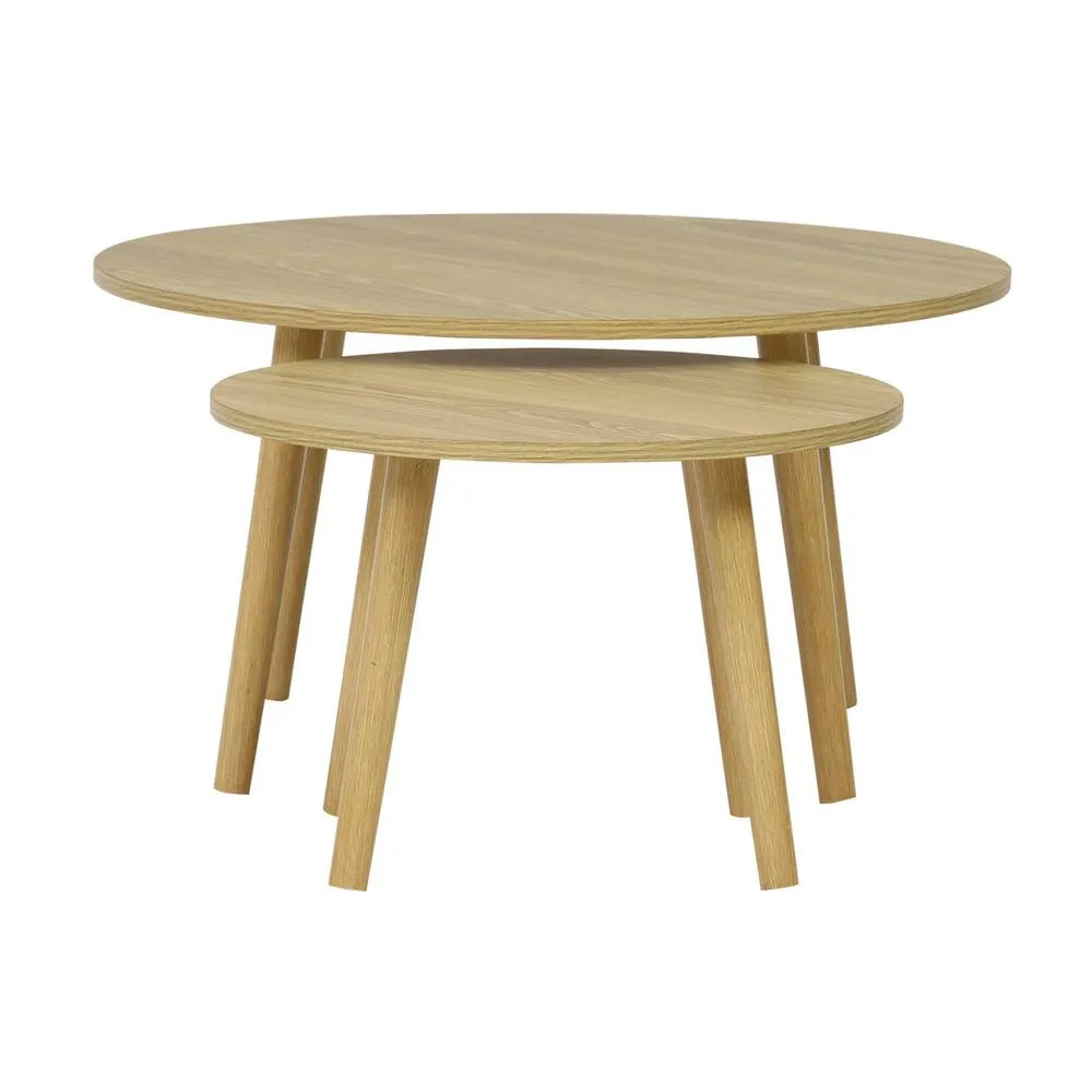 sweeek Pair of nesting coffee tables with wood effect in Light Brown 6