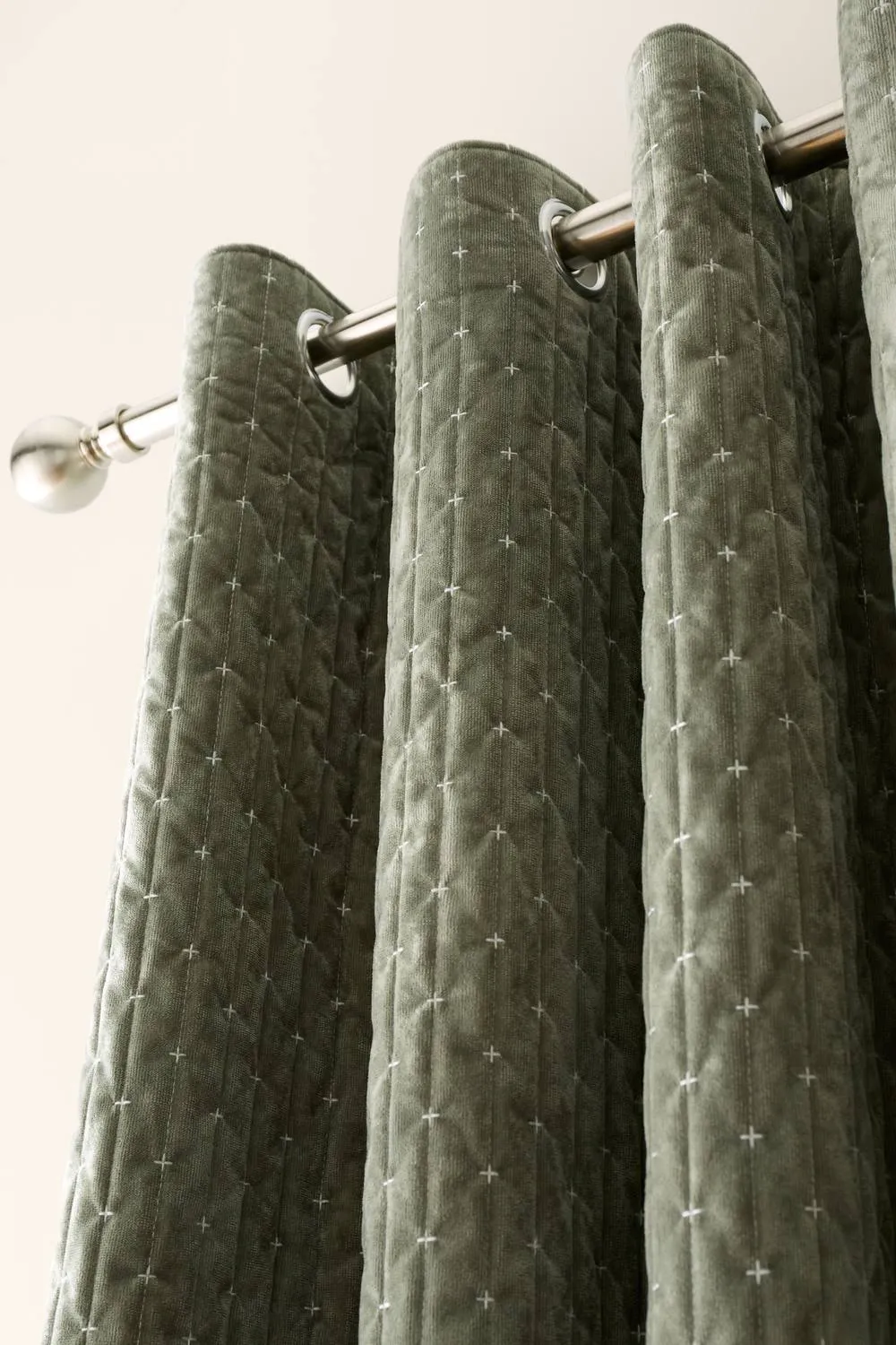 Bianca 'Attica Velvet' Blackout Eyelet Curtains in Green 3