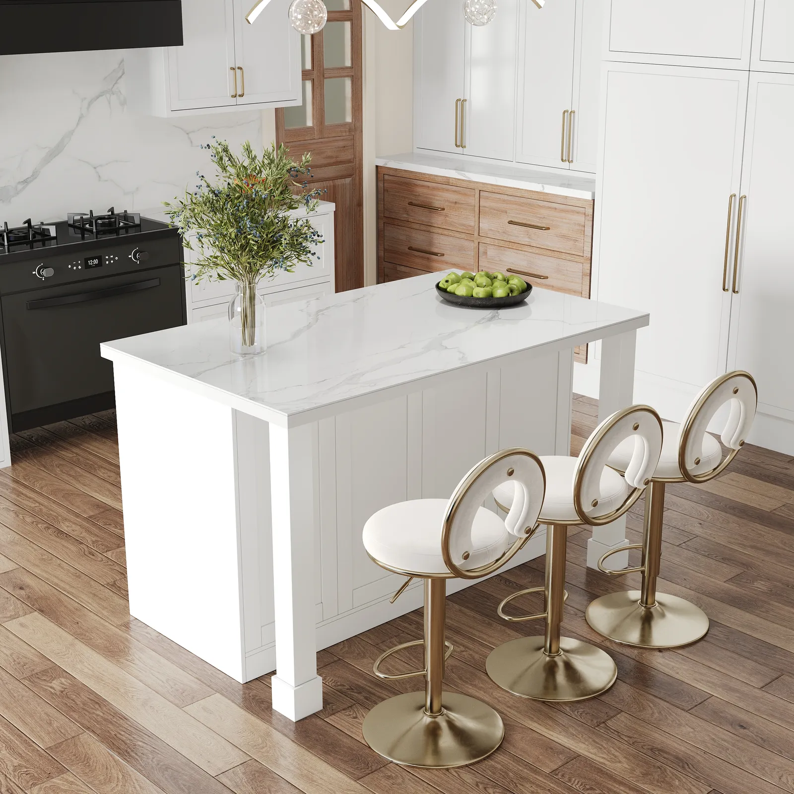 150cm Modern White Sintered Stone Kitchen Island with Wine Storage