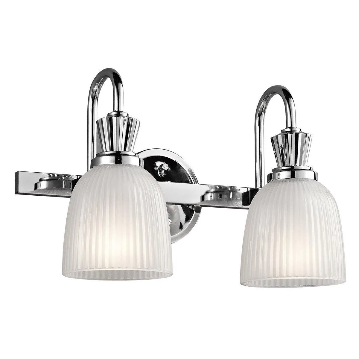 Netlighting Cora 2 Light Bathroom Wall Light Polished Chrome IP44 G9 in Grey