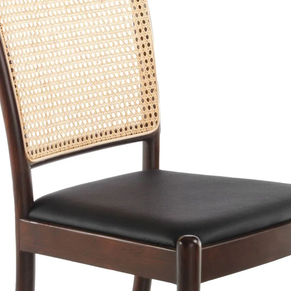 Angel Cerda Rattan & Black Leatherette Dining Chair in Jet Black 5