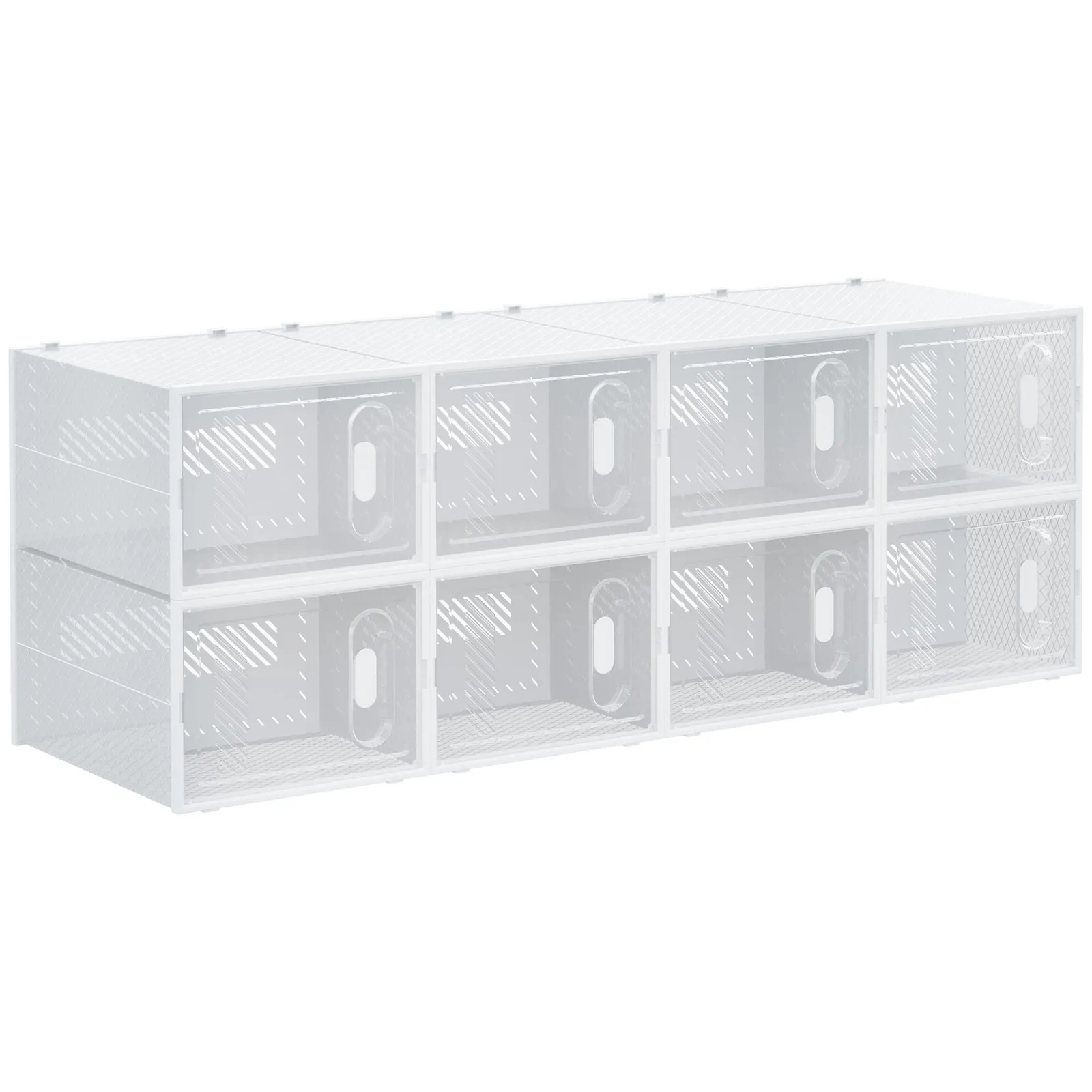 HOMCOM 8PCS Stackable Clear Plastic Shoe Storage Box for UK/EU Size 12/46 2