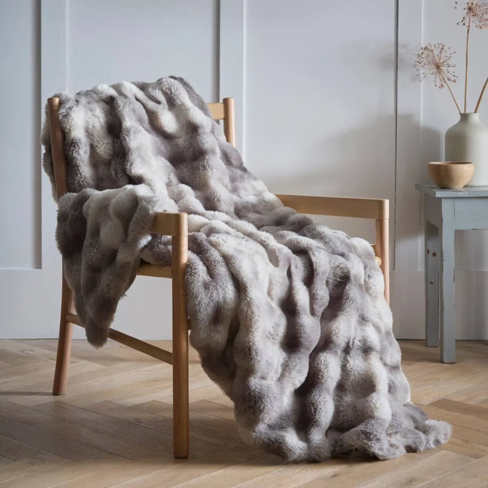 Portfolio Home Oslo Fluffy Throwover Bed Throw Blanket 150 x 200cm in Grey
