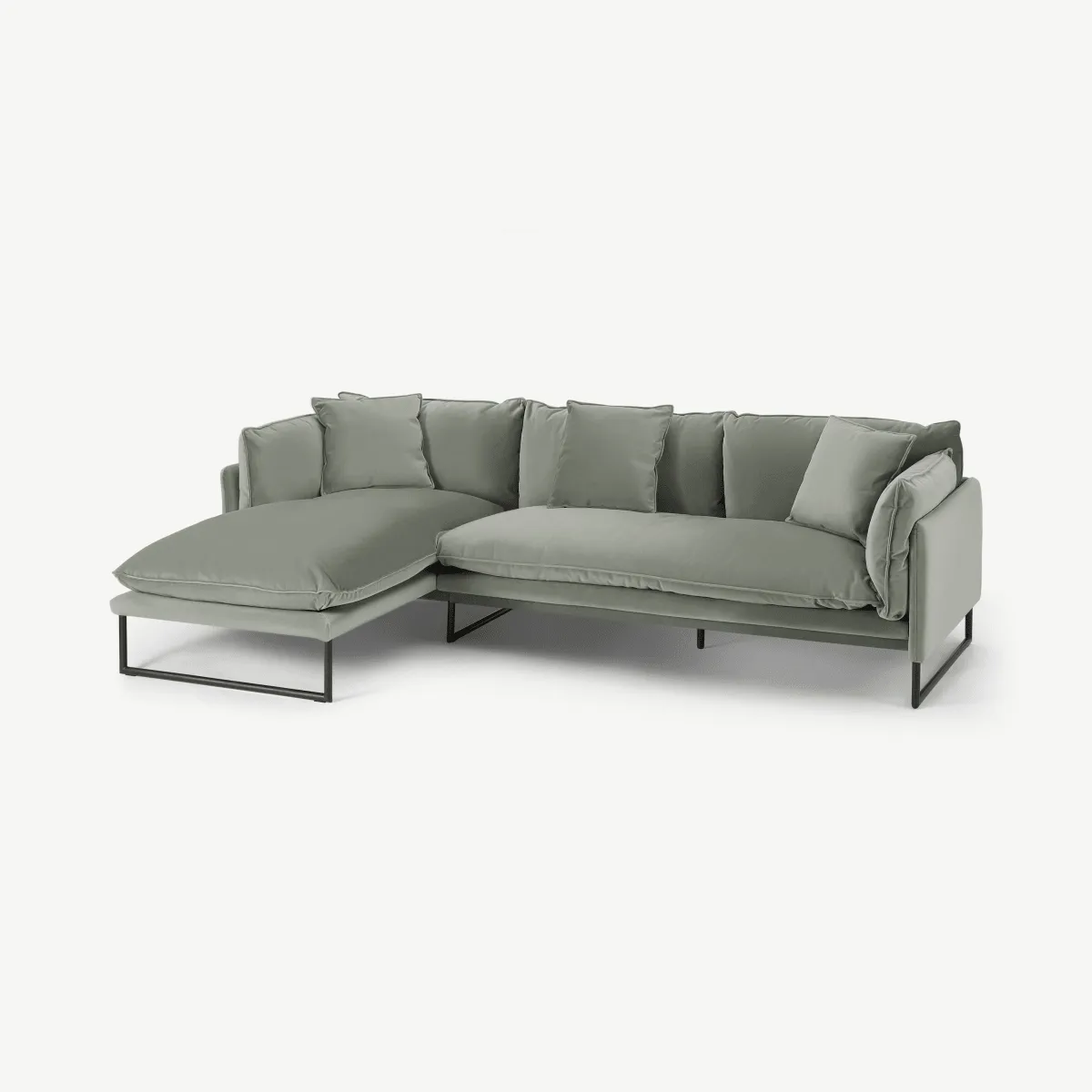 Malini Left Hand Facing Chaise End Sofa, Sage Green Velvet