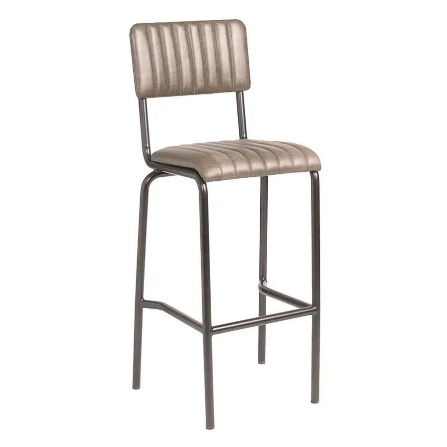 netfurniture Creme Bar Stool - Ribbed- Lascari Silver
