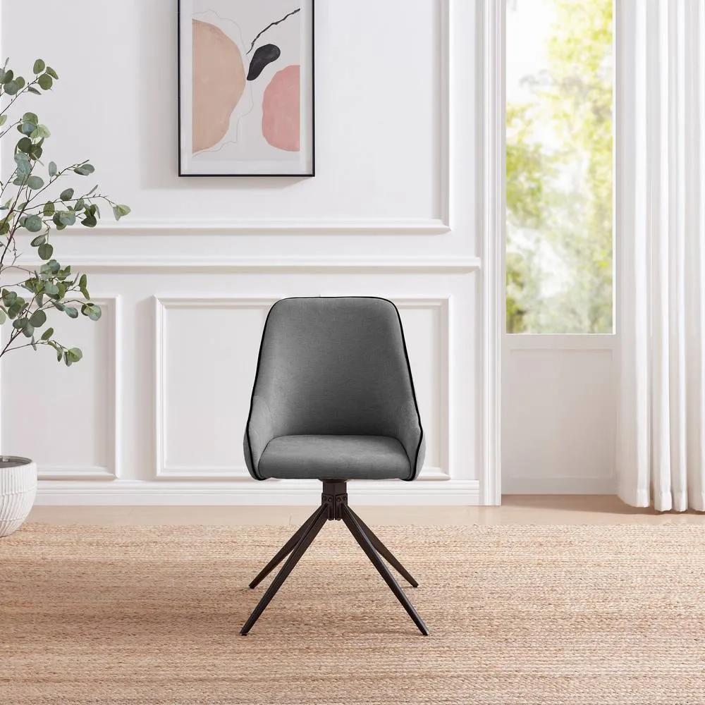FurnitureboxUK 2x Beaumont Grey Fabric Swivel Dining Chairs 4