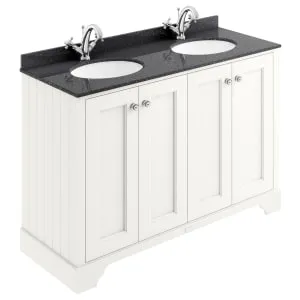 Bayswater Victrion Pointing White Traditional Freestanding Vanity Unit & Black Marble Top Basin - 1200mm