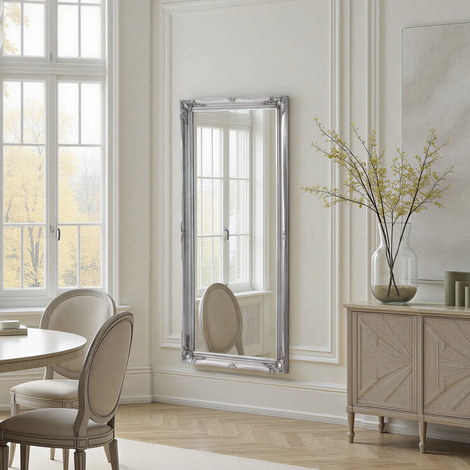 Yearn Mirrors French Style Carved Full Length Mirror Silver 166x75cm 5