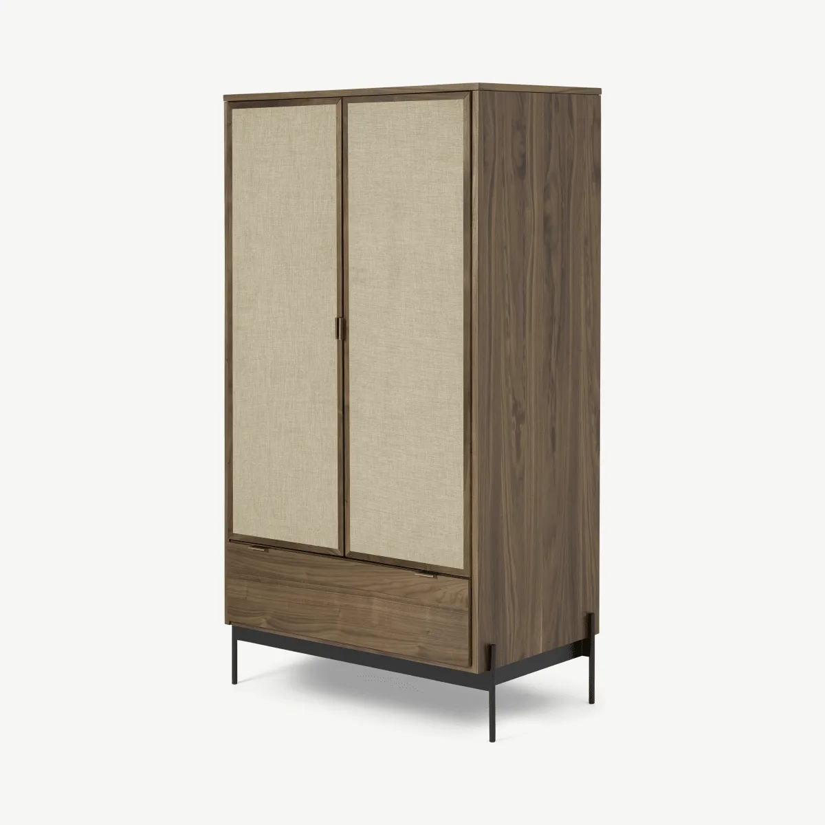 Balmore Double Wardrobe, Walnut & Hessian