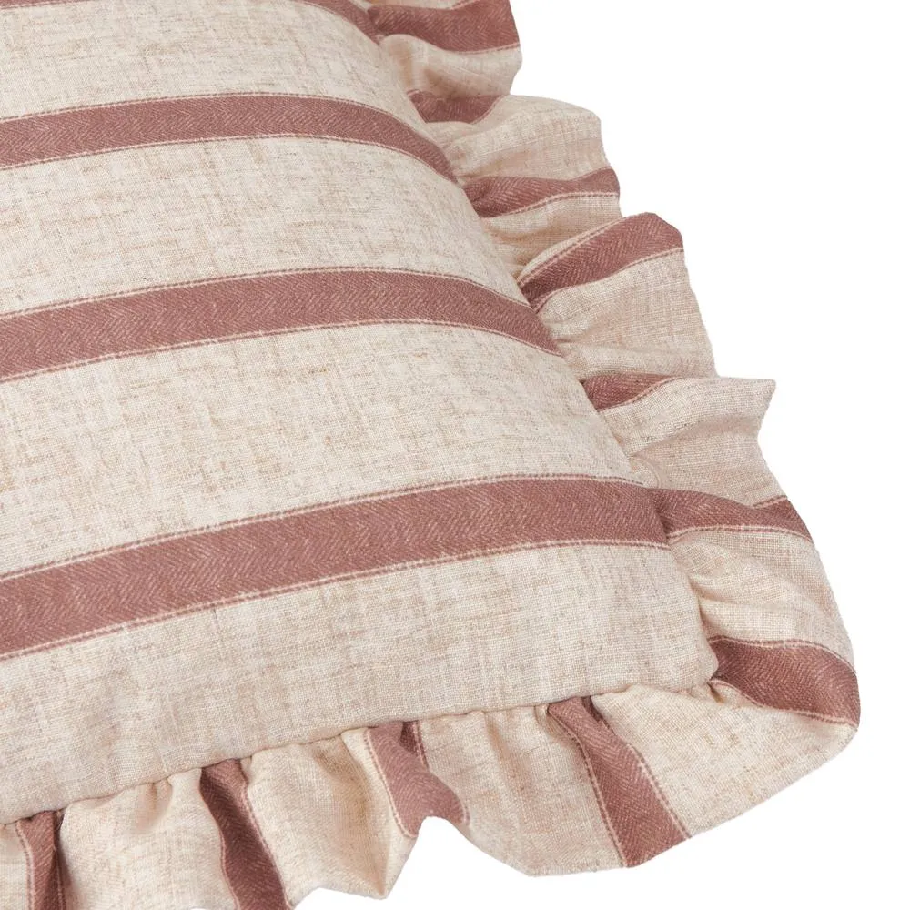 Wylder Connie Square Striped Ruffle Cushion in Pink 4