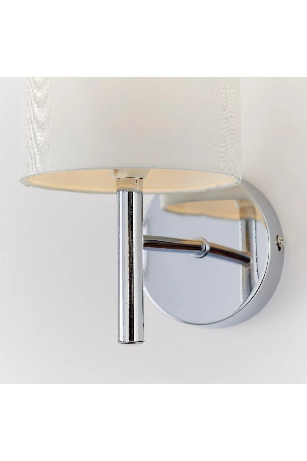 Netlighting Brio 1 Light Indoor Wall Light Chrome Off-White Faux Silk E14 in Grey 5