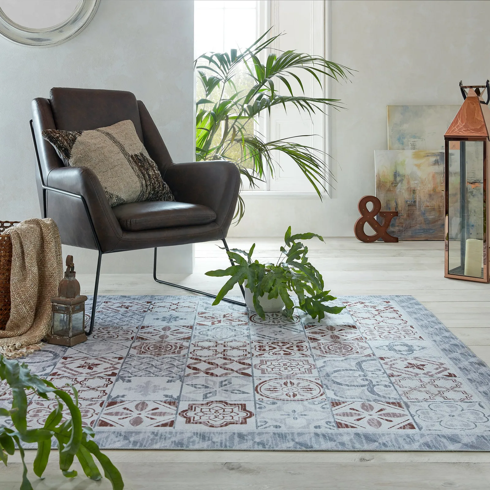 Morton Washable Rug Black and white