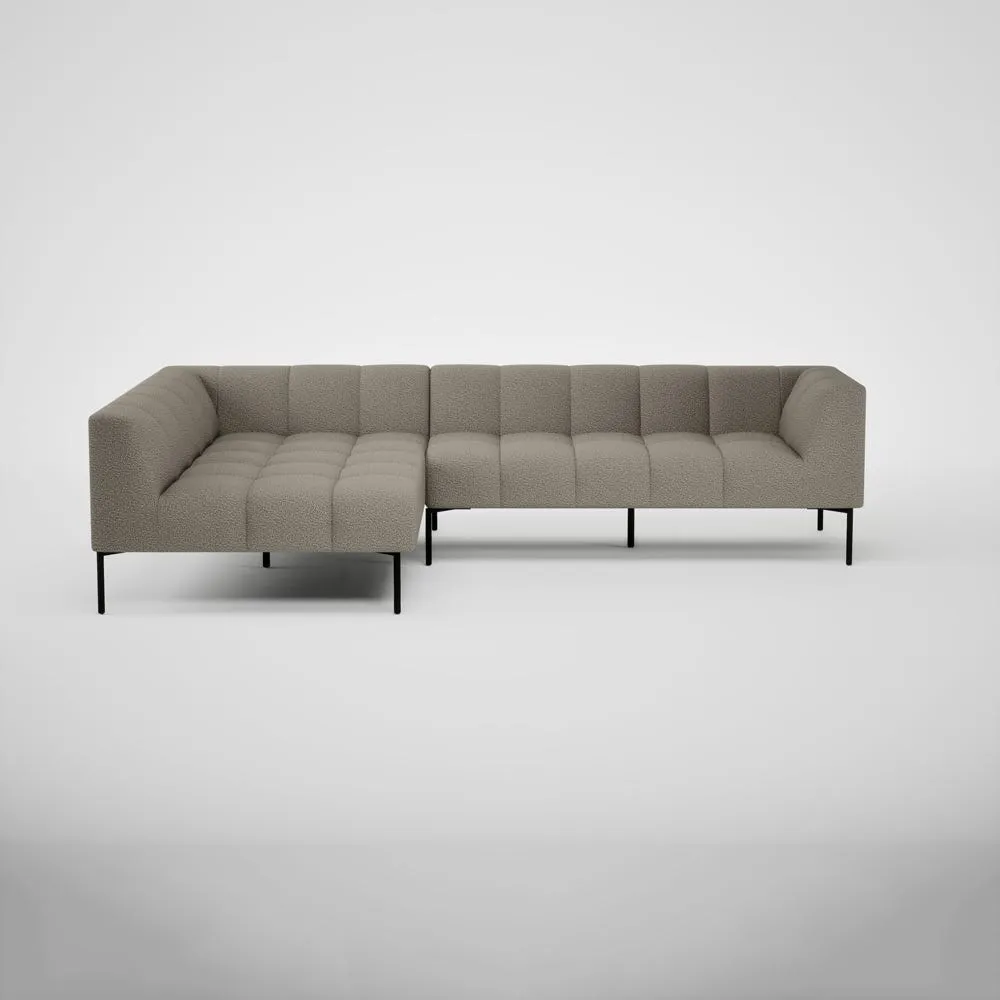 Heal's Quadro Left Hand Facing Chaise Sofa Loop Boucle Taupe Black Feet
