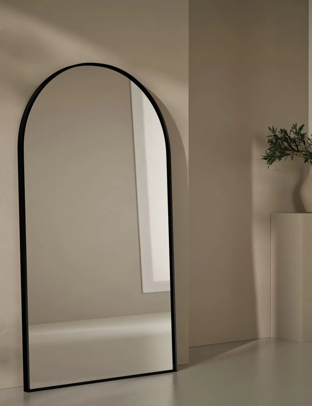 M&S Metal Arch Free Standing Mirror Black