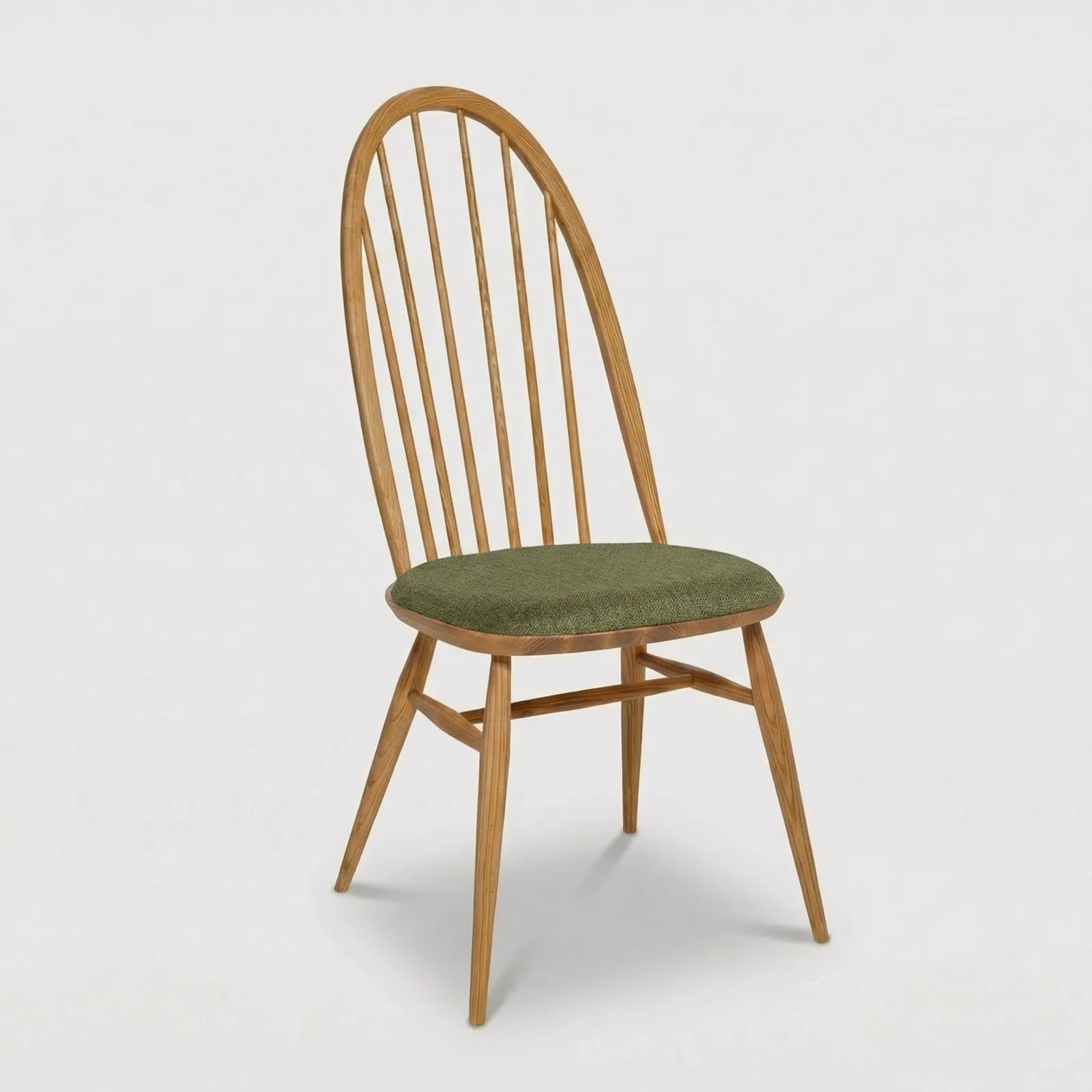 Ercol Quaker Upholstered Dining Chair, Green Wood | Barker & Stonehouse 2