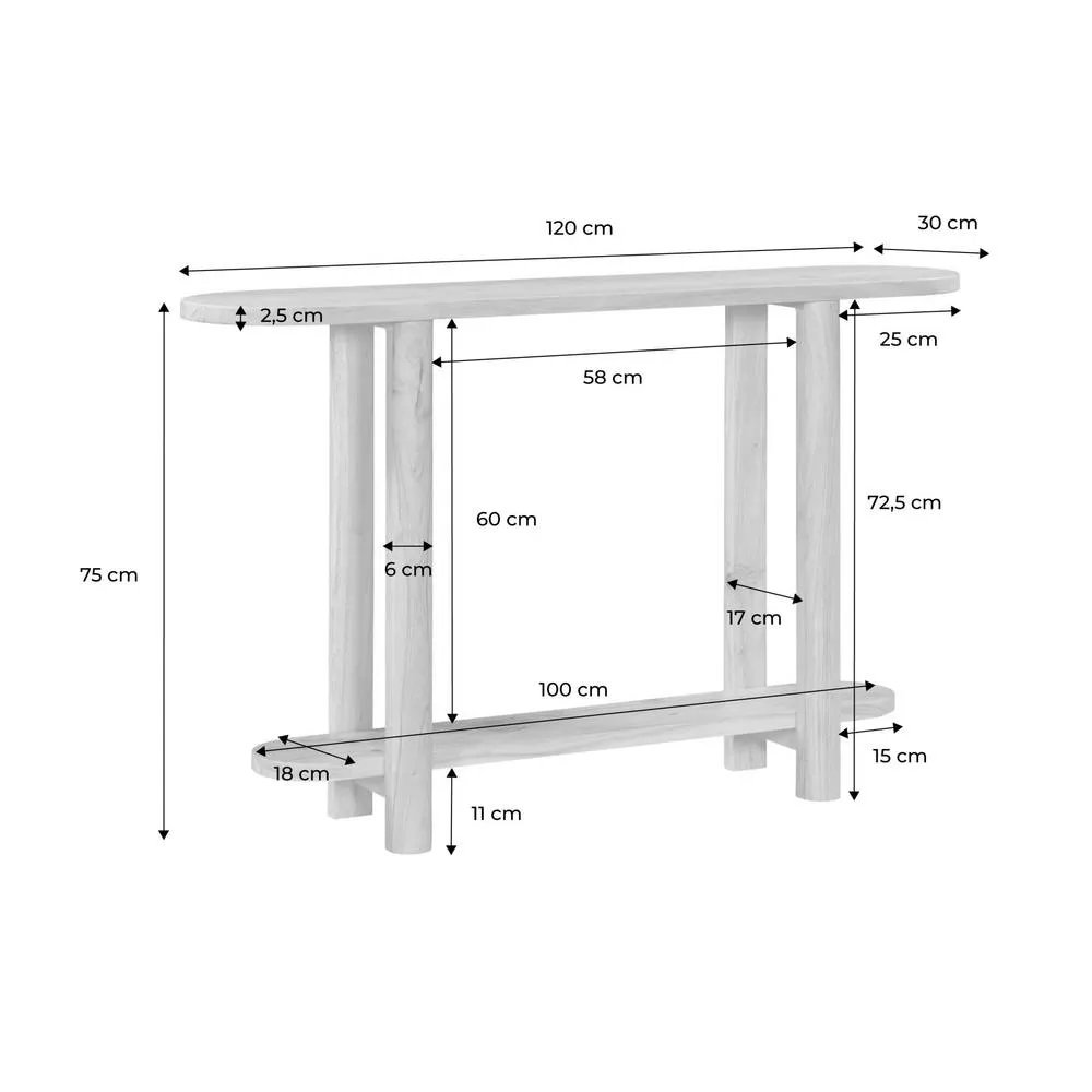 sweeek Oval console with 2 levels acacia wood in Beige 5
