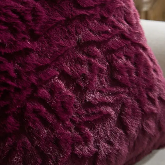 Floral Carved Faux Fur Square Cushion 2