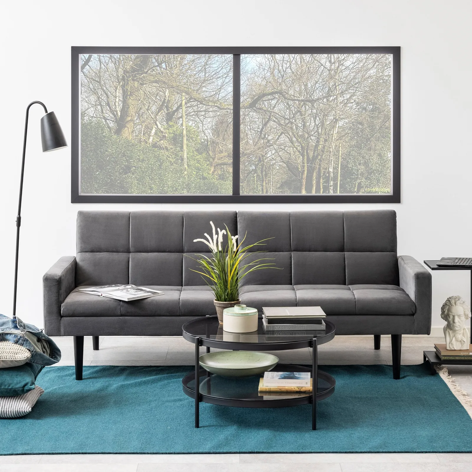 Furniture To Go Bayonne Round Coffee Table in Black with Smoked Glass Top 5