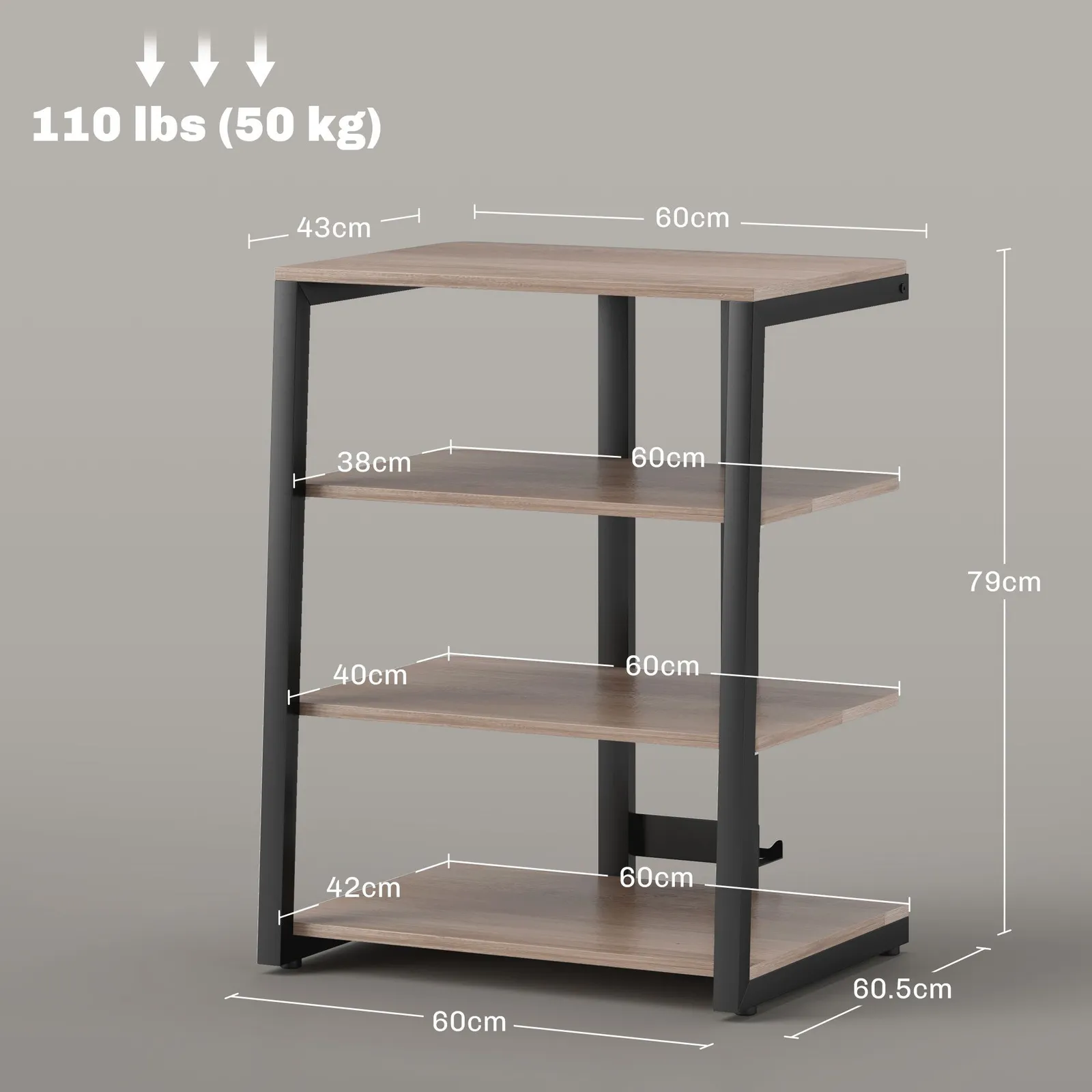 HOMCOM Corner TV Unit for 28" TVs with Shelves, Extension Lead Holder in Grey 3