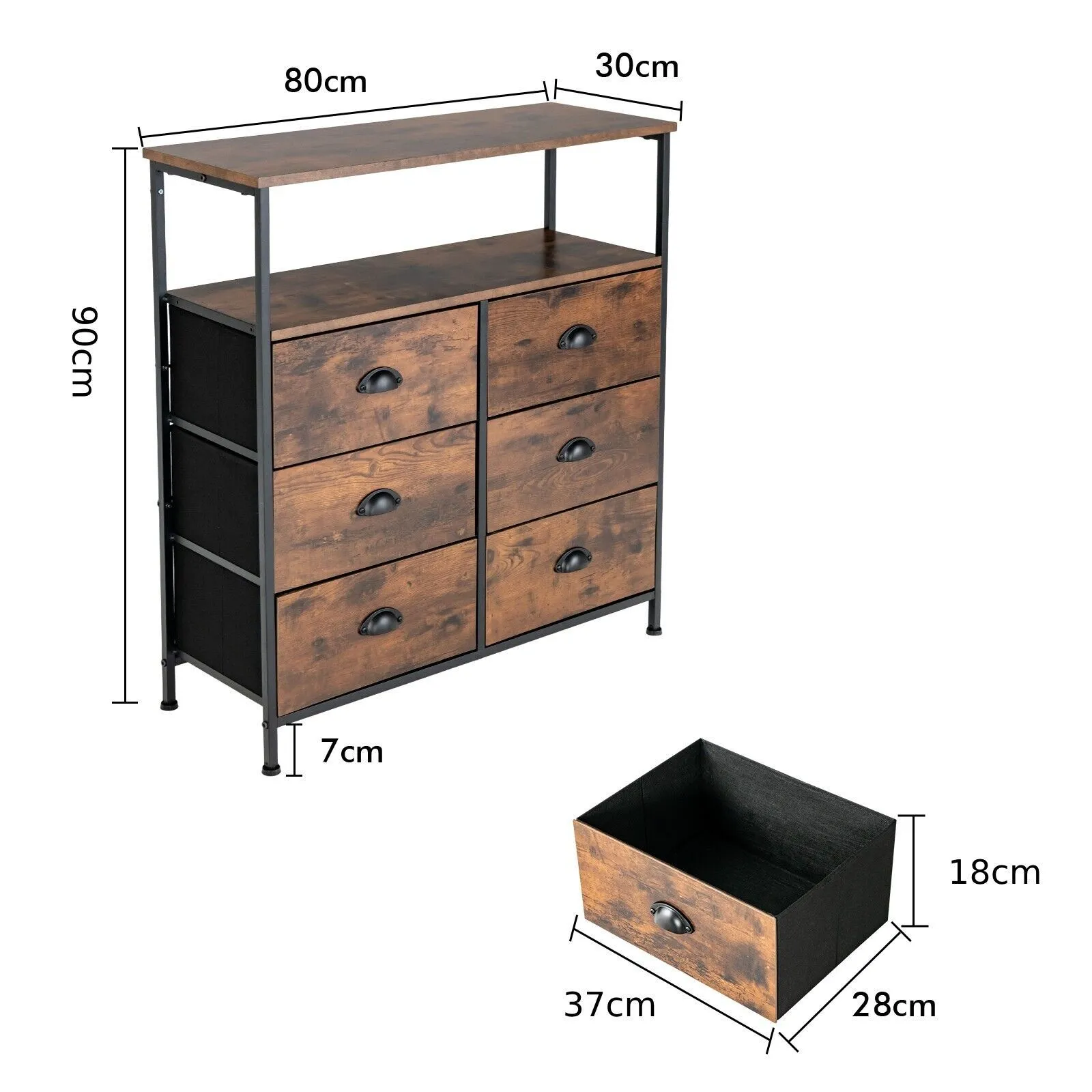 Costway 6 Drawers Dresser Storage Organizer w/ 6 Removable & Foldable Fabric Drawers in Brown 2