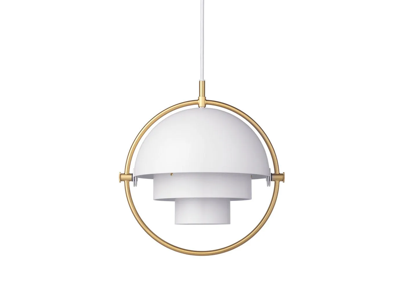 Gubi Multi Lite Pendant Brass White Shade Small