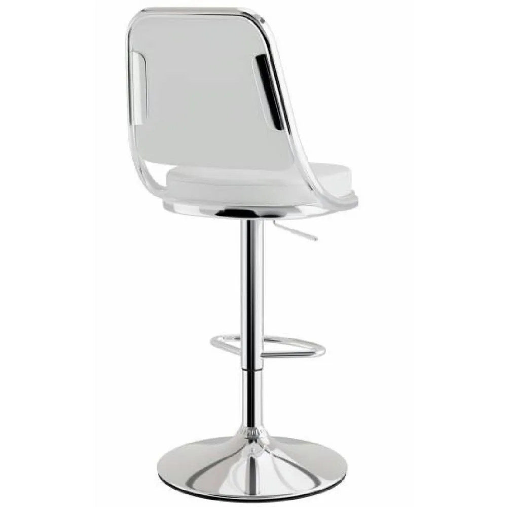 netfurniture Romano Kitchen Bar Stool White Padded Seat & Back Height Adjustable 6