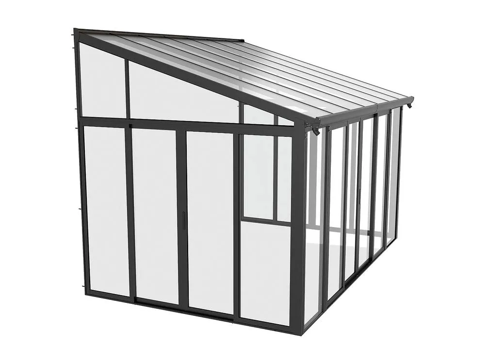 Vente-unique Aluminium & Polycarbonate Conservatory With UV Protection - 12.5 M² in Dark Grey 5