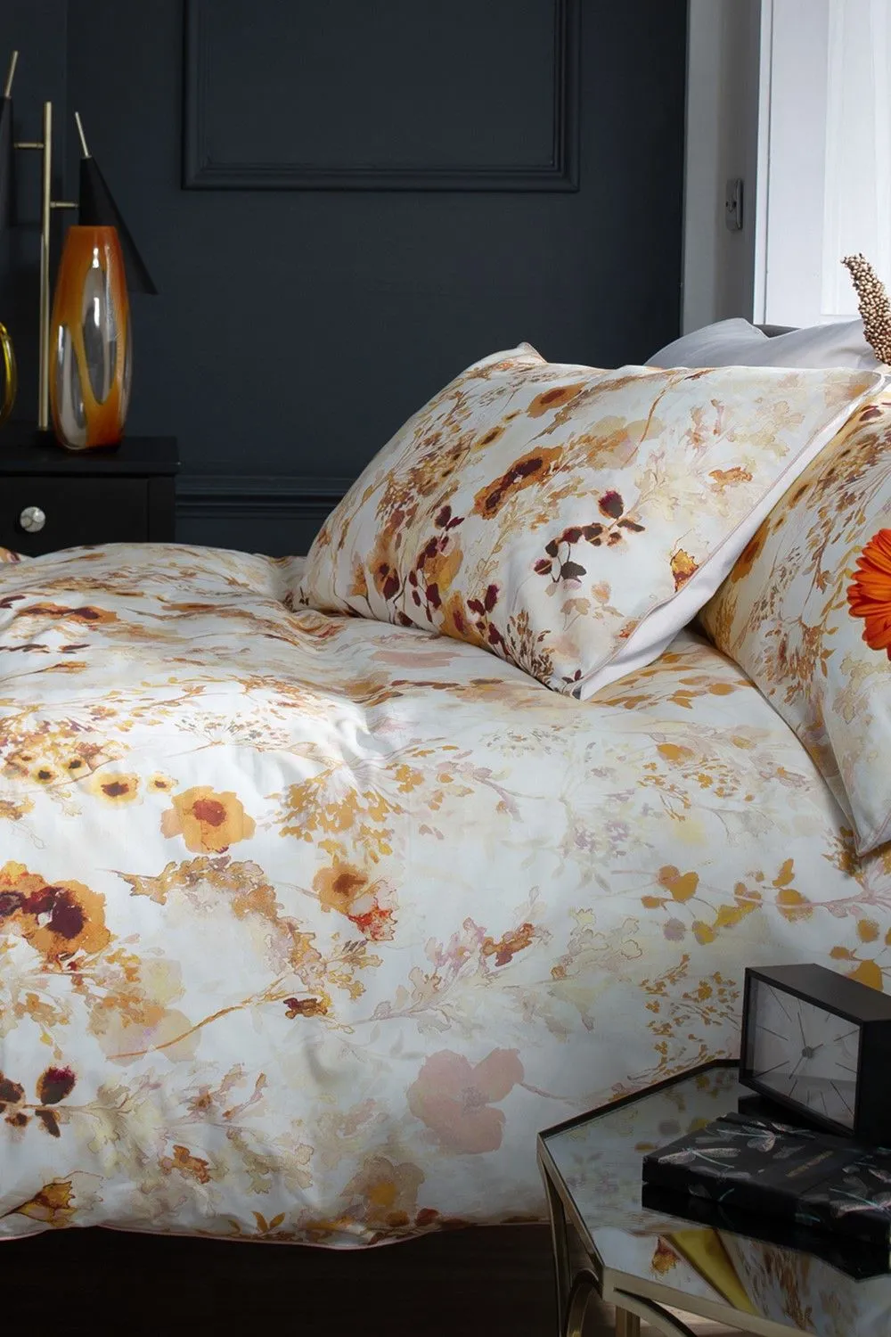 The Lyndon Company Watercolour Floral 180 Thread Count Soft Cotton Digital Printed Duvet Cover Set | Deyongs 1846 in Terracotta 3