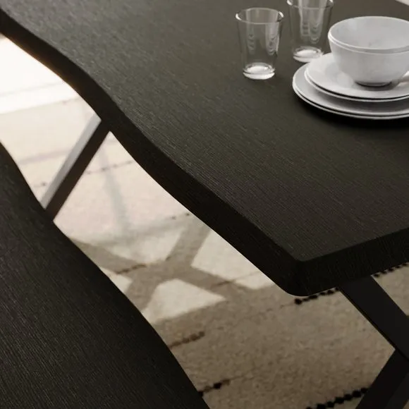 Ezra II 6 Seater Rectangular Dining Table with 2 Benches 3