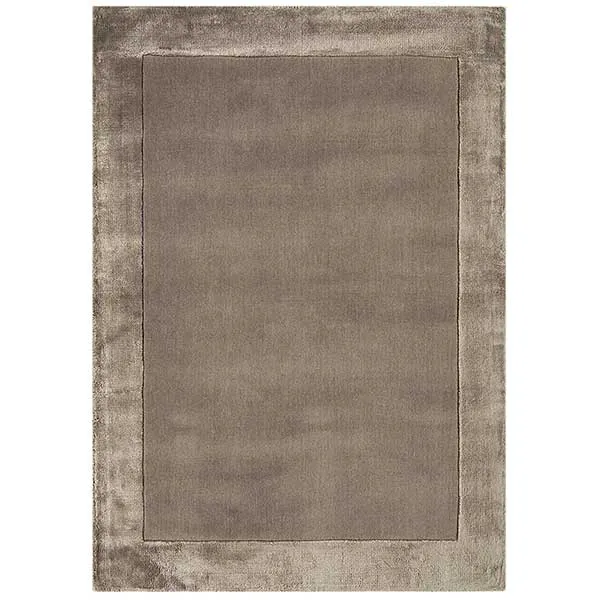 Ascot Rug Taupe - Contrasting Boarder - 65% Wool & 35% Viscose - Hand Woven - W120 x D170cm