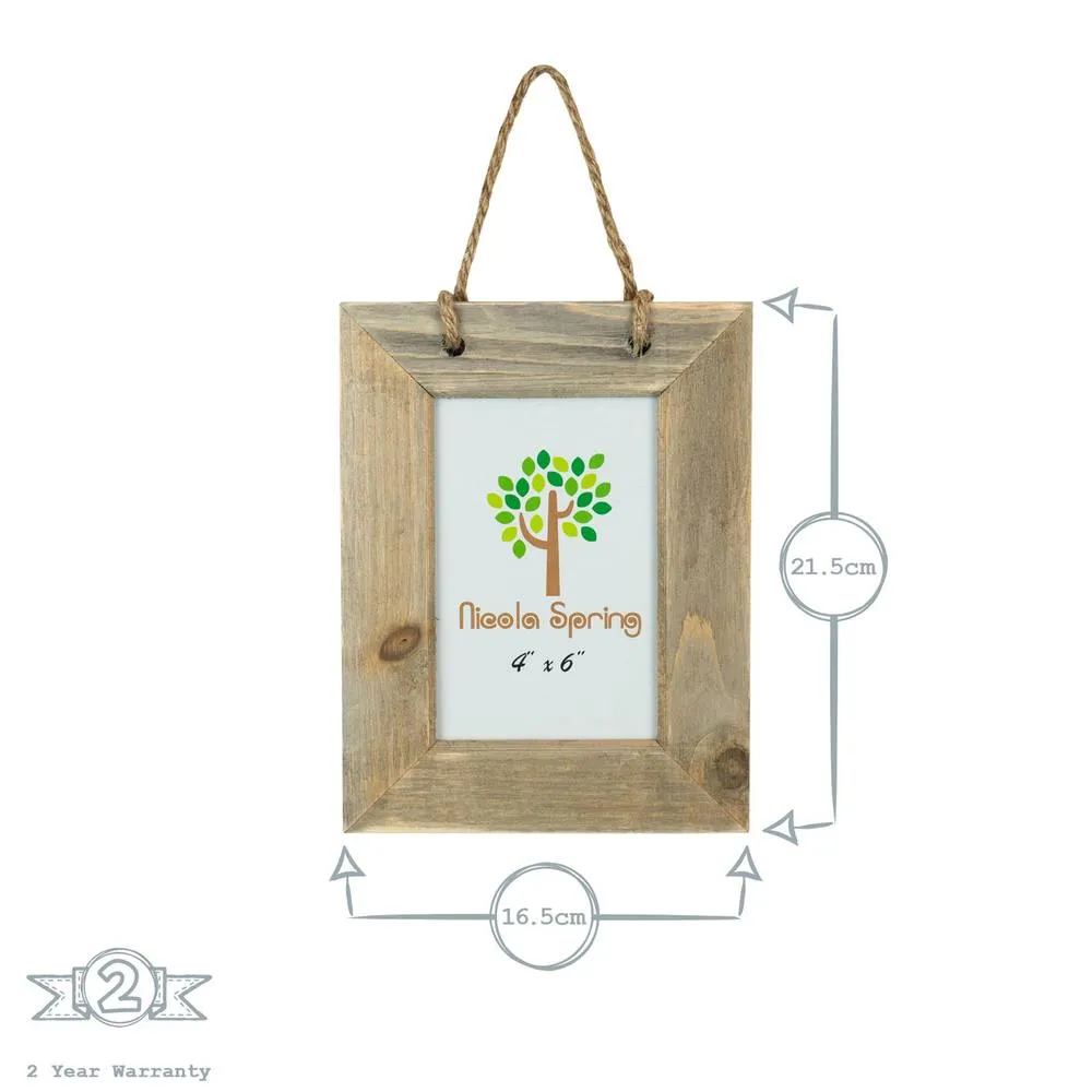 Nicola Spring Rustic Hearts Hanging Photo Frames - 6 x 4" - Natural - Pack of 2 3