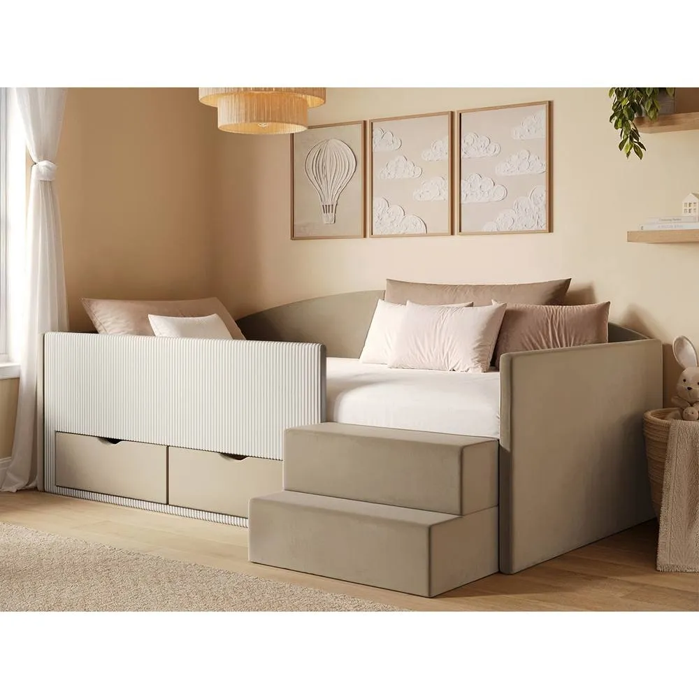 Flair Elisa Velvet Storage Low Sleeper Bed with Beige Cord